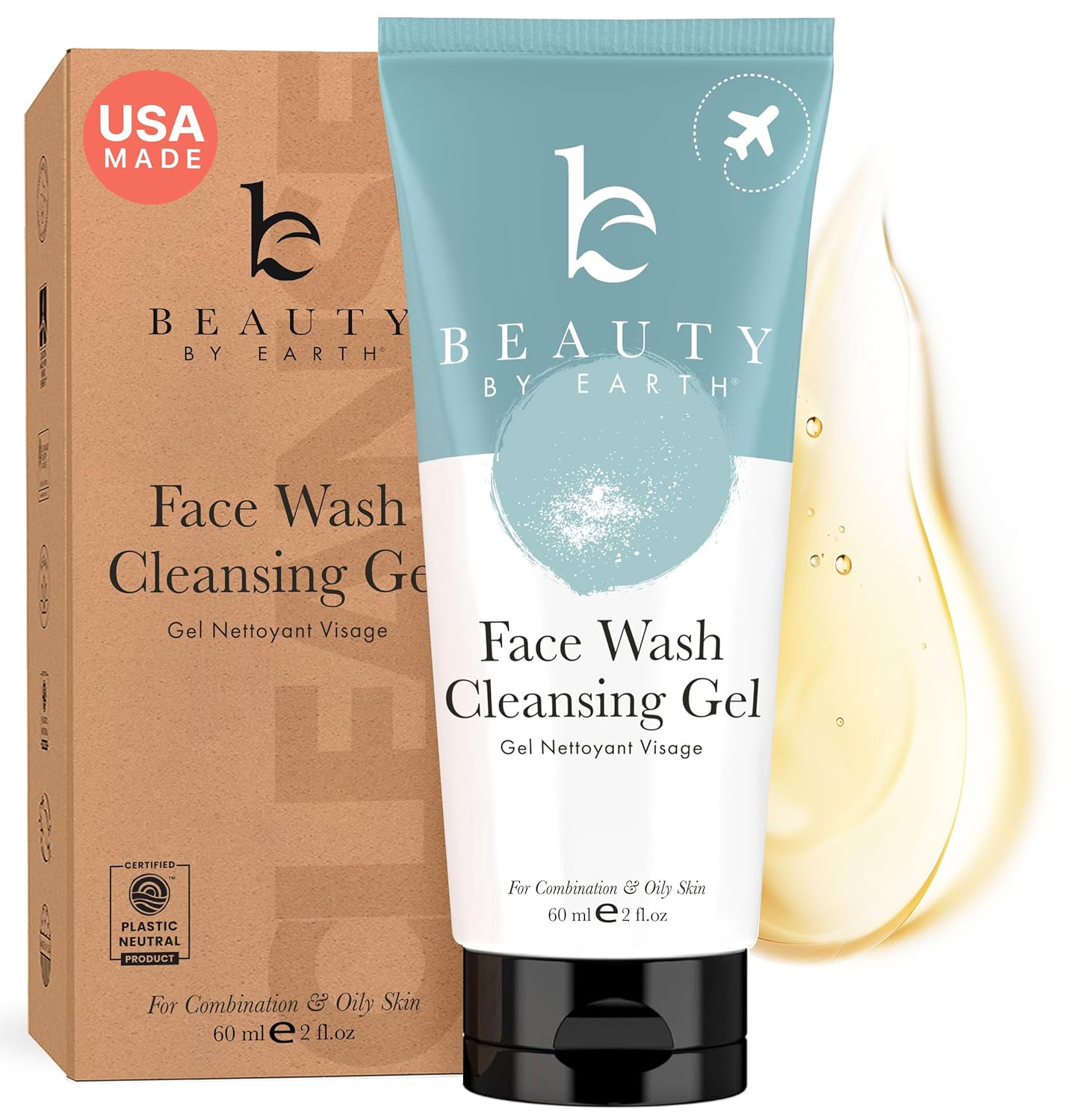 Compact travel-size face wash bottle with non-toxic formula, aloe, and glycerin – ideal for sensitive skin