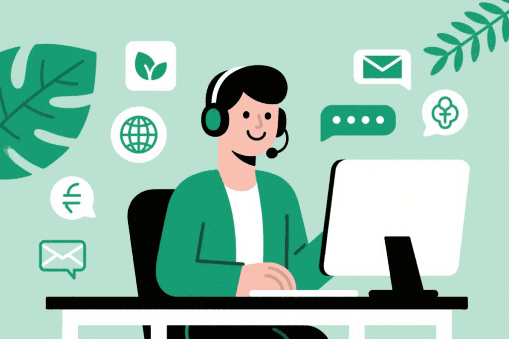 "EcoHeven Customer Support Representative Assisting with Eco-Friendly Product Queries"