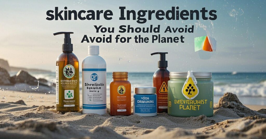 Top view of zero-waste skincare items with eco-friendly USA packaging