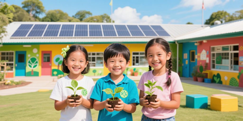 Child learning sustainable practices in classroom — preparing children for a sustainable world