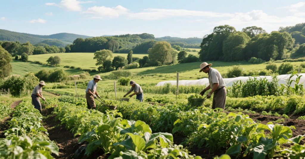 Organic agriculture with composting and crop rotation for sustainable and healthy farming future