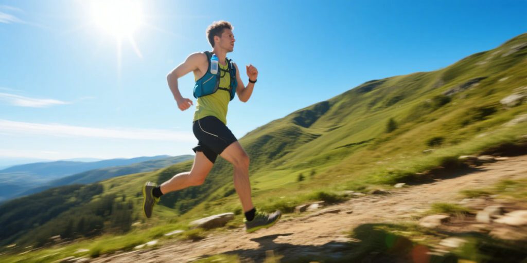 Summer trail runner wearing the best hydration gear for runners