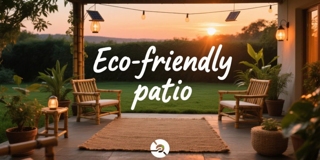 eco patio ideas with recycled furniture and native plants