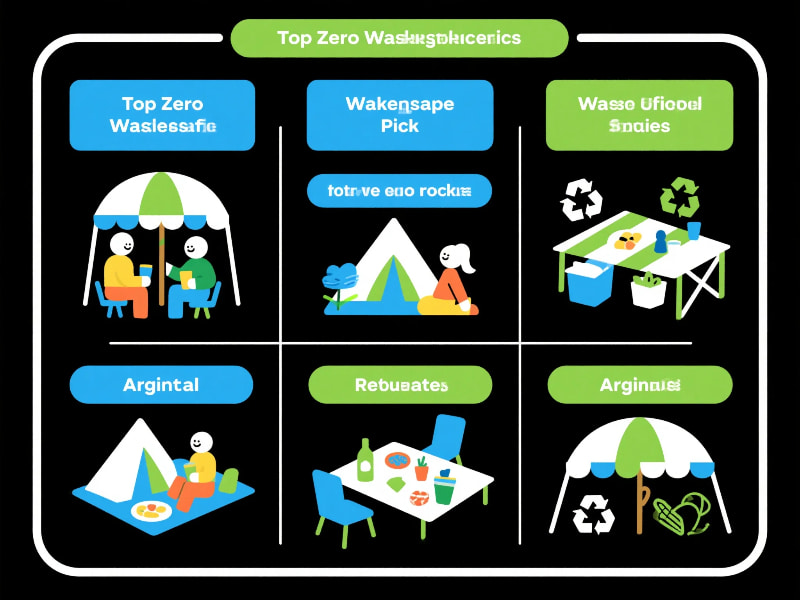 infographic showing zero waste picnic ideas steps with icons for containers, wraps, and compost