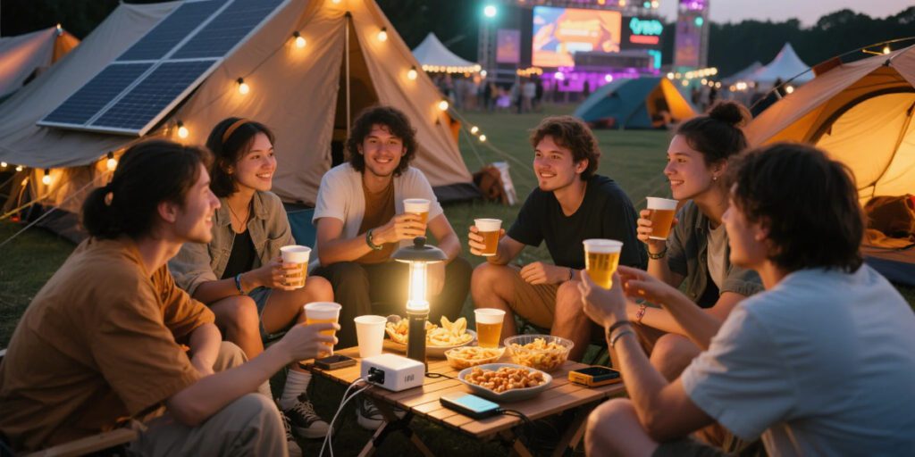 Portable power solutions for camping and festival gear setups.
