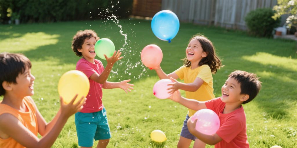 eco-friendly silicone reusable water balloons kids playing outdoors