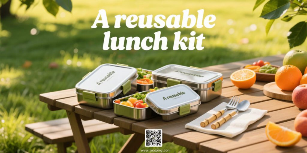 stainless steel lunchboxes bamboo cutlery sets for zero-waste meals