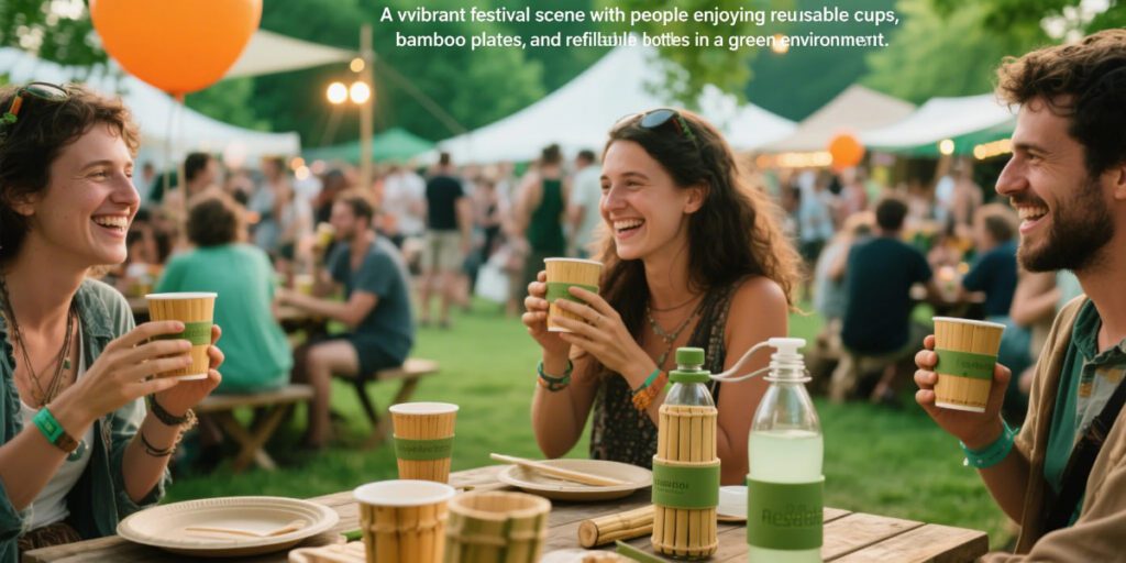 zero waste festival gear displayed with reusable eco-friendly essentials