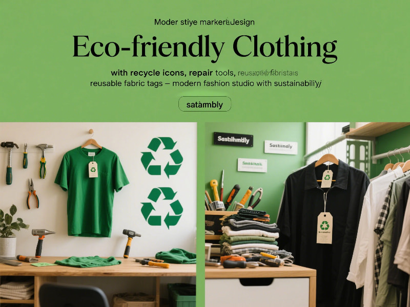 Illustration of circular fashion model with sustainable materials, recycling, repair, and reuse phases