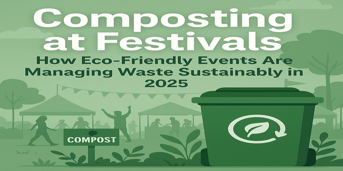 composting at festivals with color-coded bins and eco-friendly signage