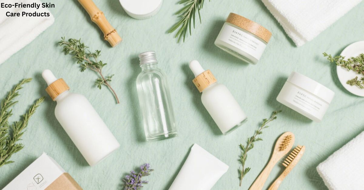 Eco-friendly skin care products arranged with natural ingredients and zero-waste packaging.