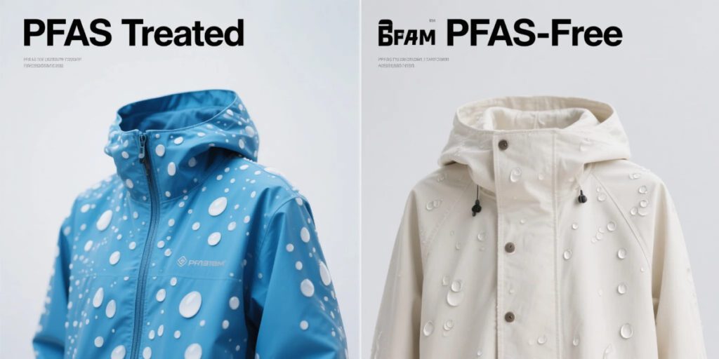 PFAS in raincoats infographic explaining risks in waterproof jackets