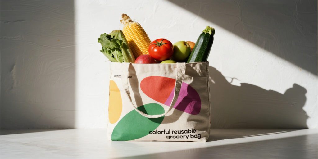 reusable grocery bags for daily use canvas tote full of produce