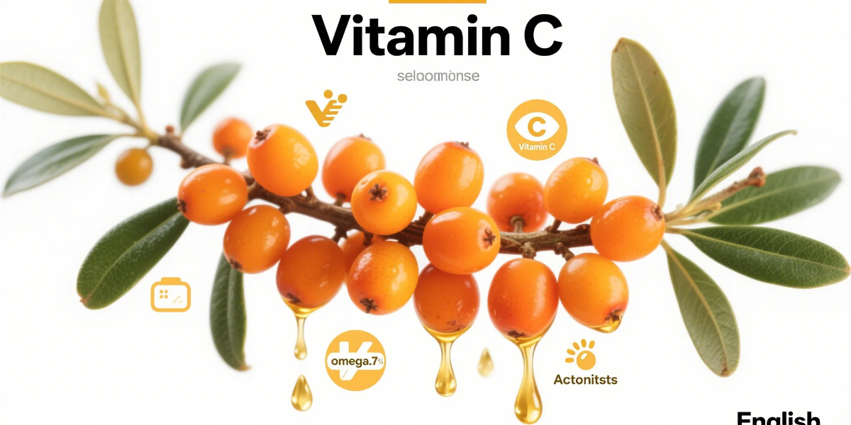 Sea Buckthorn Benefits infographic showing nutritional properties and health uses