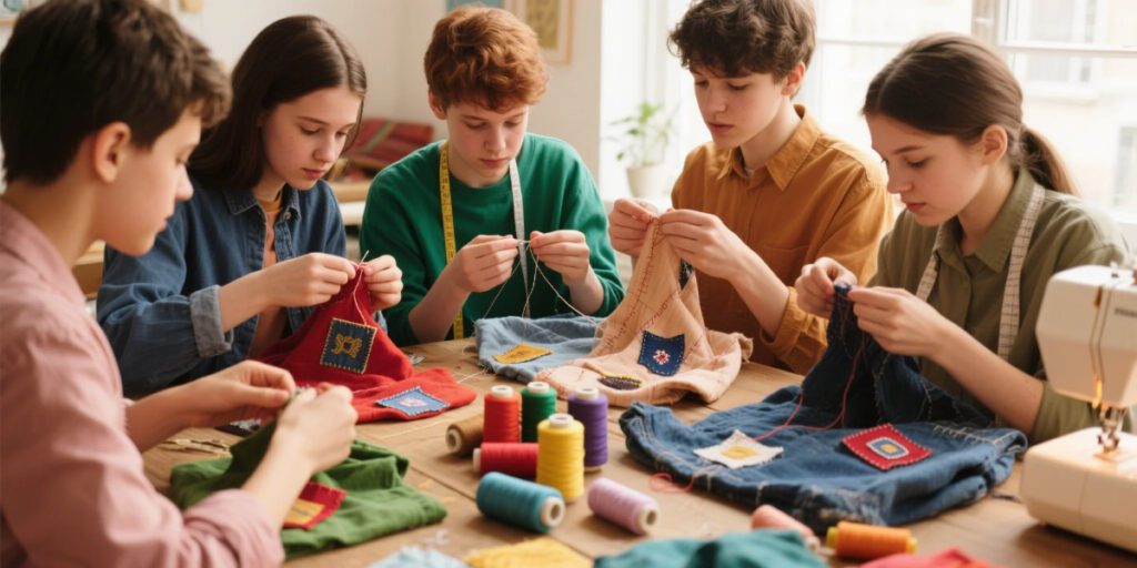 Textile repair workshops teach hand-sewing, patching, and mending skills for sustainable fashion lovers.