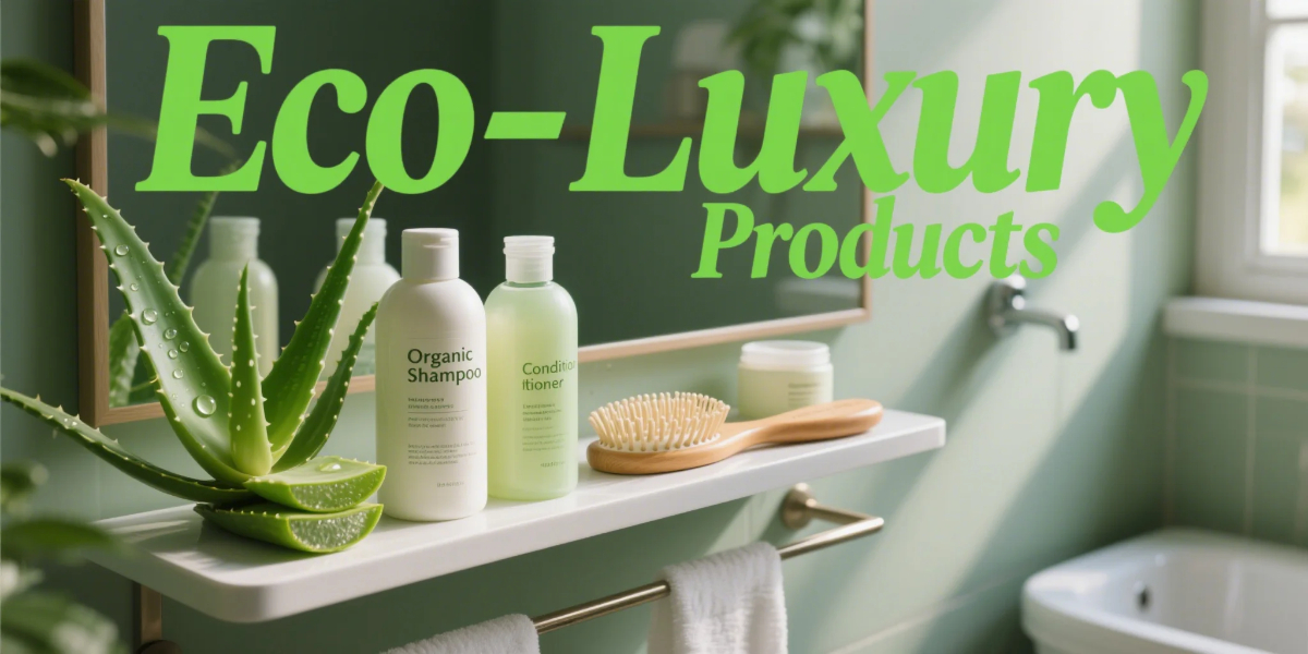 Benefits of organic shampoo and conditioner shown through eco-friendly hair products and natural ingredients