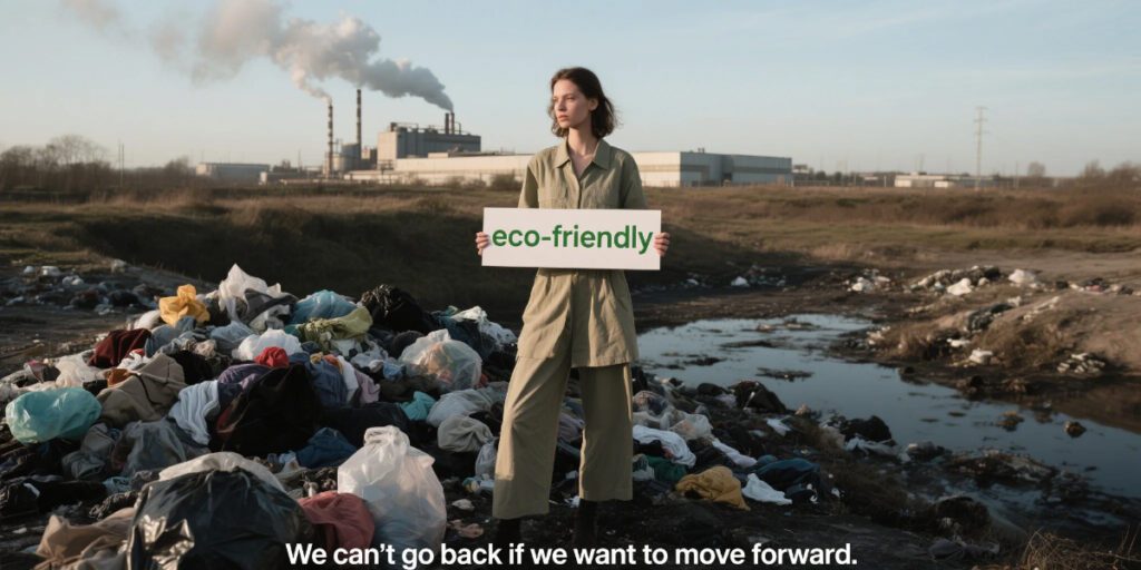 environmental impact of fast fashion visual showing pollution and waste