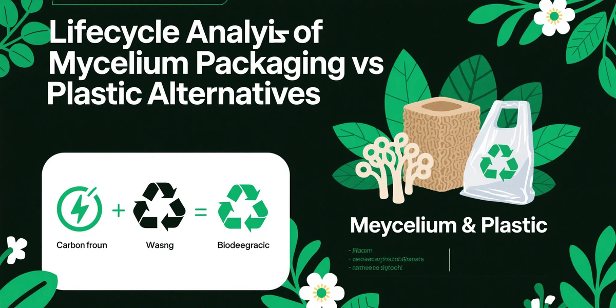 Lifecycle Analysis of Mycelium Packaging vs Plastic Alternatives banner infographic