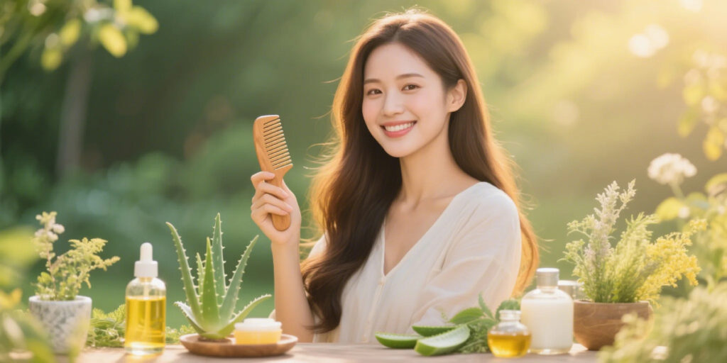 Natural hair care tips with organic oils and herbal remedies