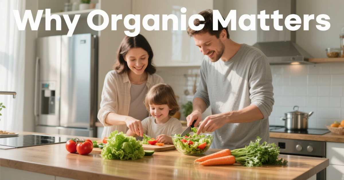 Organic vegetables health benefits with fresh greens and colorful produce