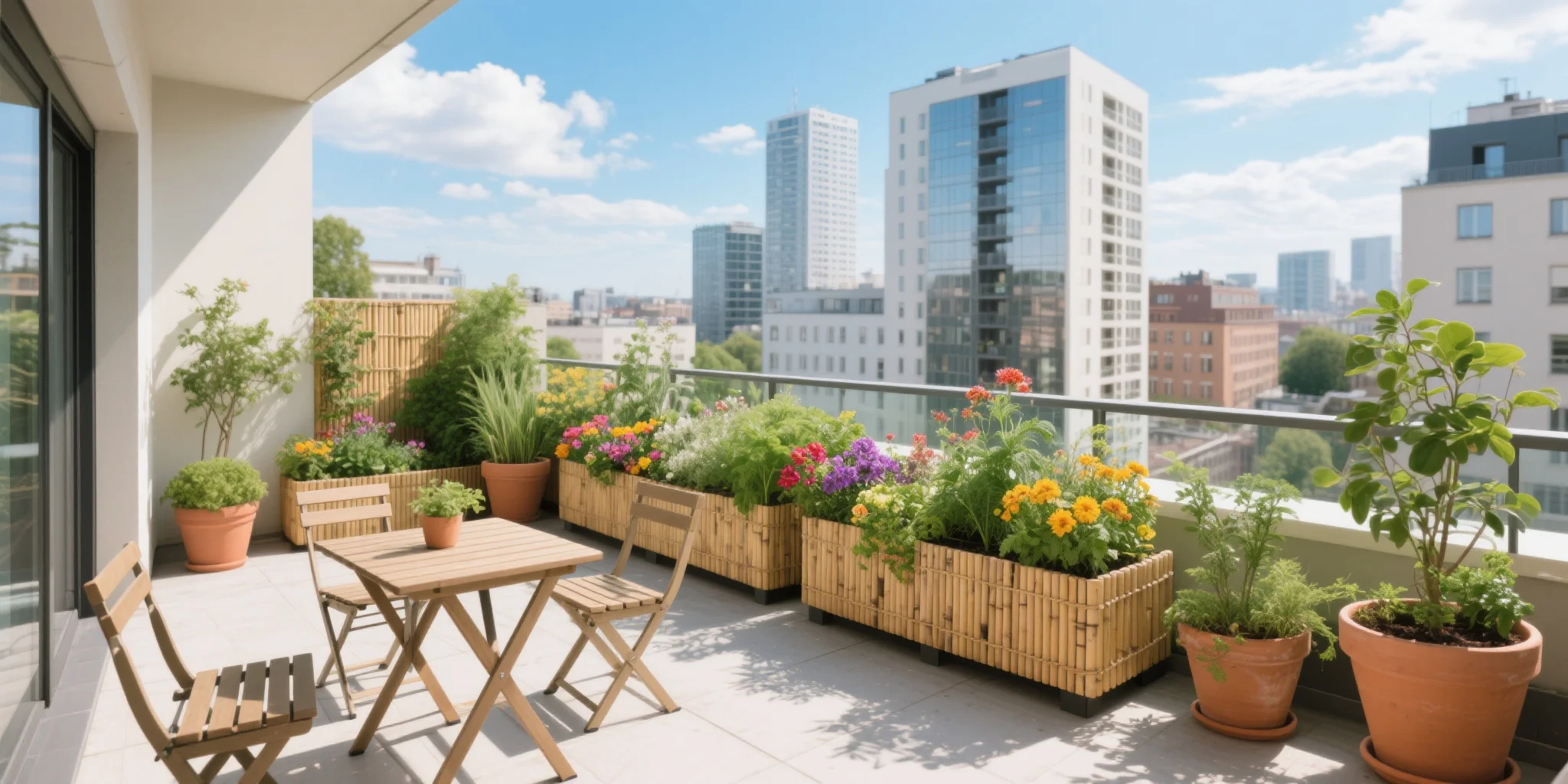 Balcony Garden with sustainable planters and eco-friendly design