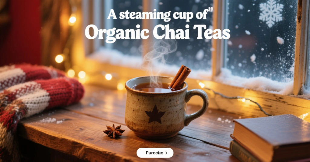 Organic Chai Teas in a cozy Canadian winter setting