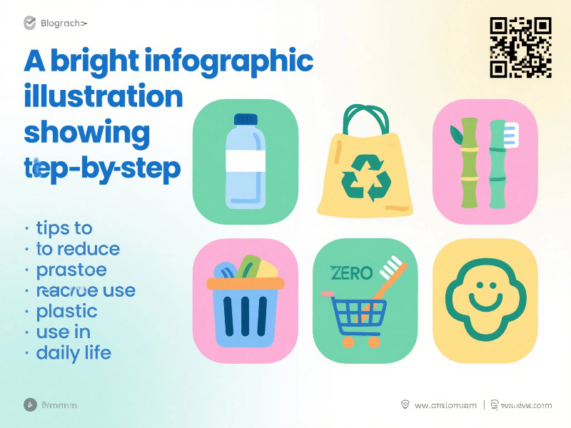 how to reduce plastic use in daily life infographic showing reusable items