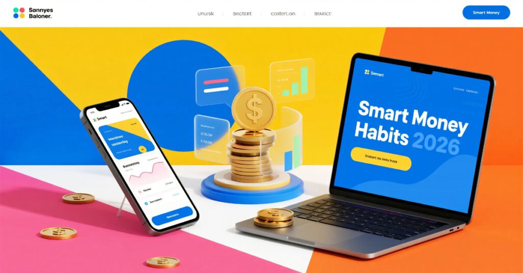 Smart Money Habits 2026 financial planning banner for saving more and building wealth