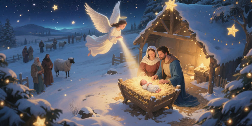 Nativity scene showing why we celebrate Christmas and the birth of Jesus Christ”