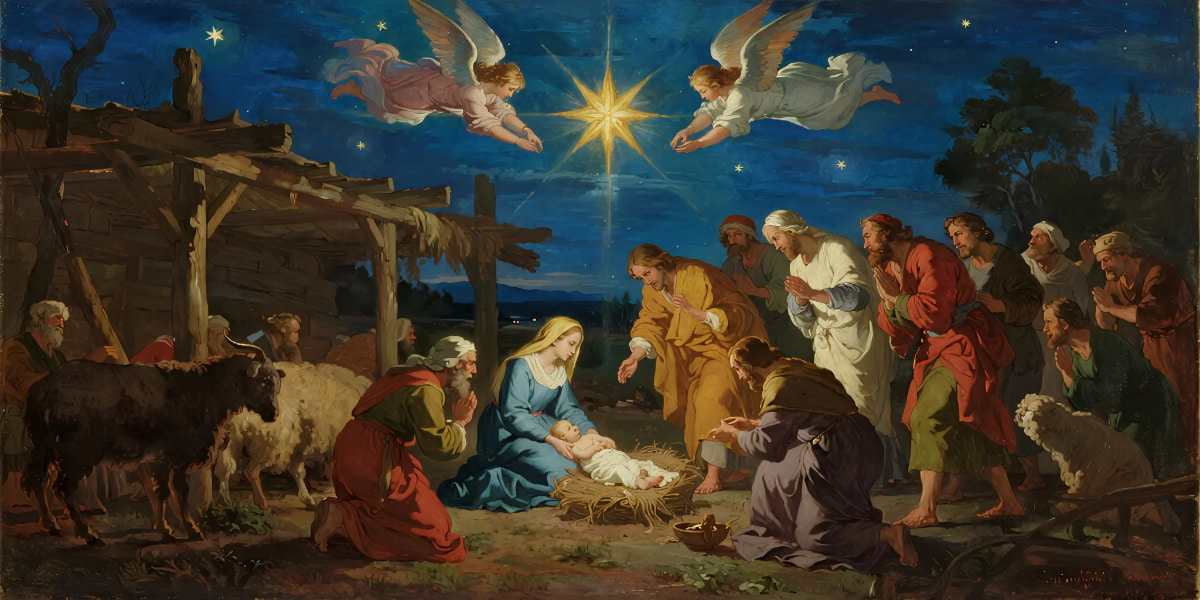 The Birth of Jesus and the Power of Forgiveness depicted in a glowing nativity scene