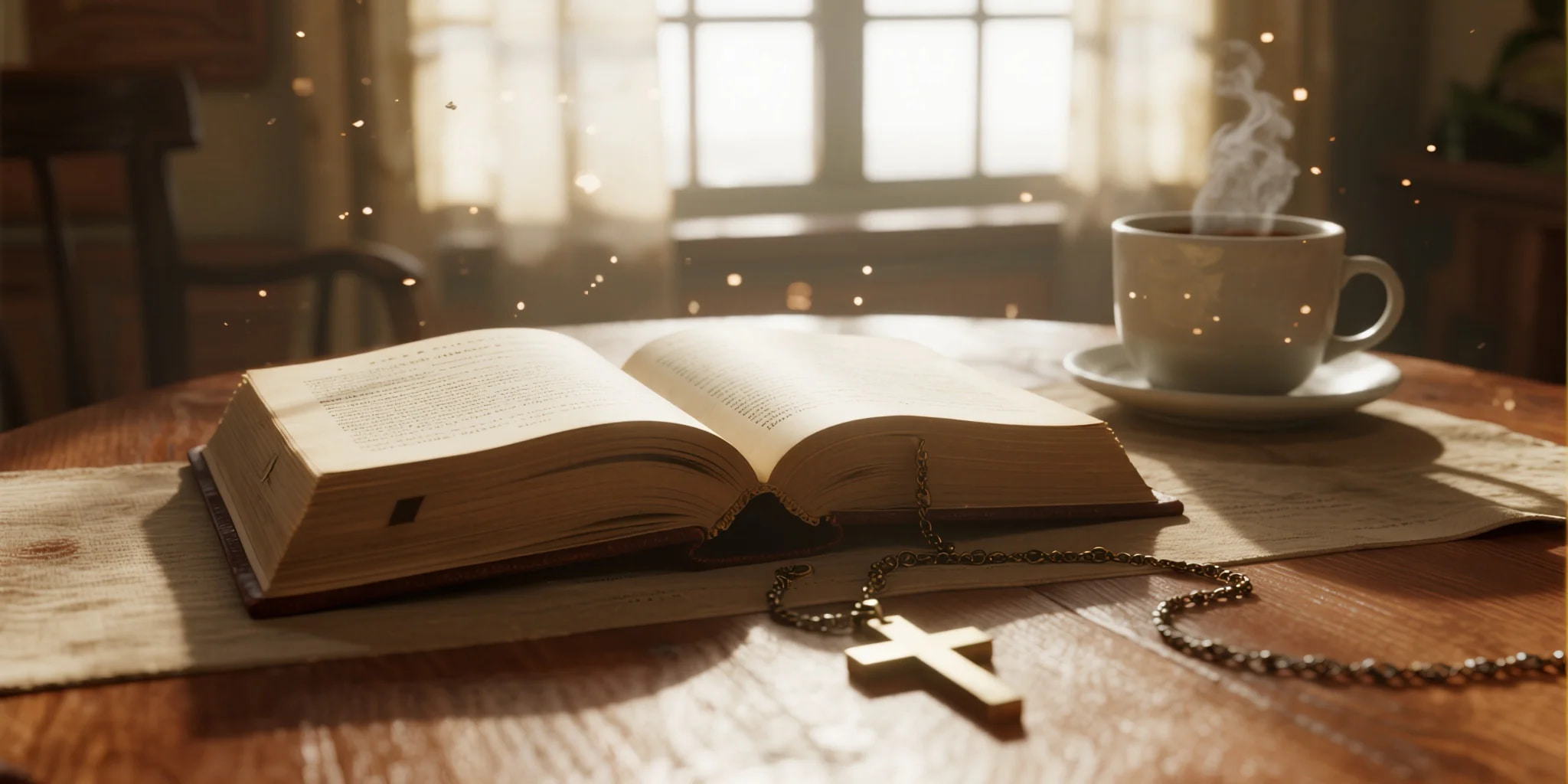 Open Bible and morning prayer setup representing Daily Christian Habits for a Stronger Faith.