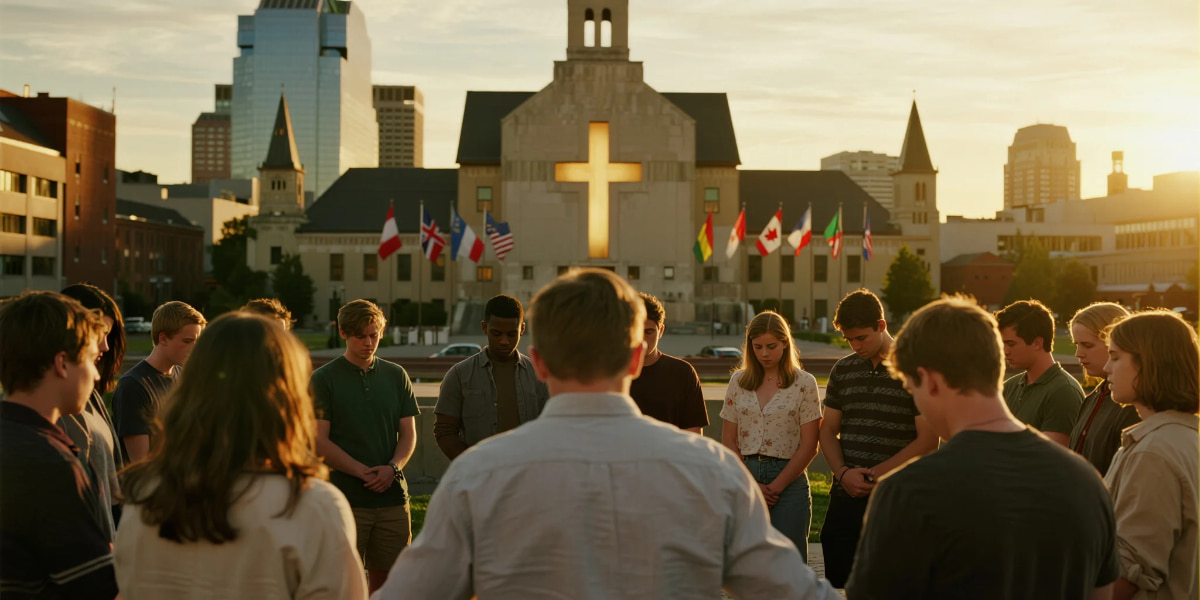 Following Jesus in Modern Times – young Christians gathering in modern city