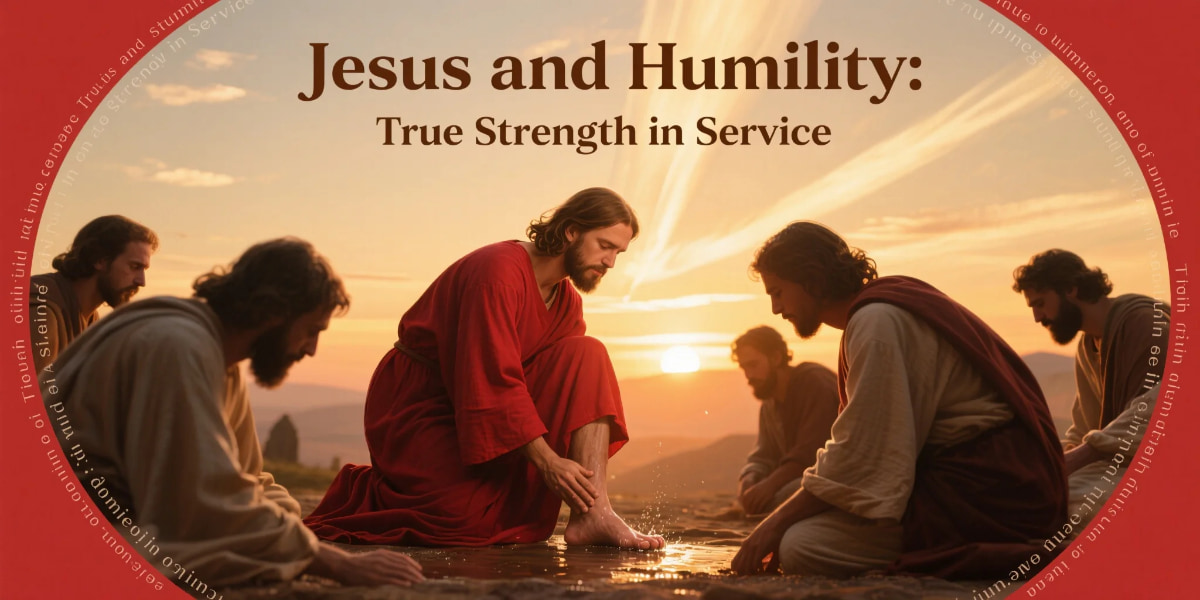 Jesus and humility showing servant leadership at sunset