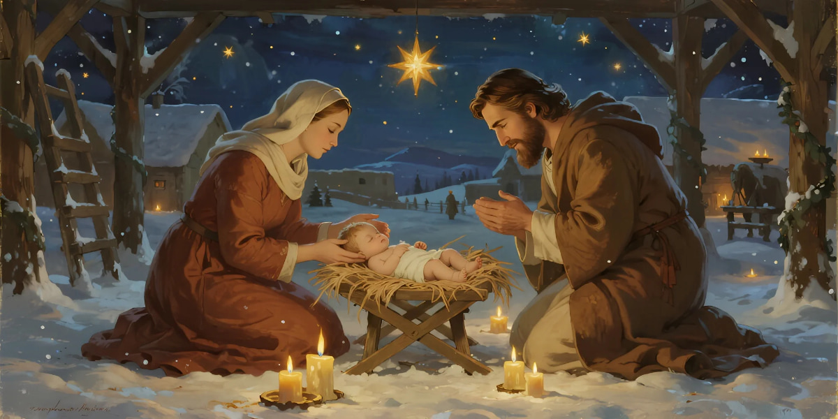 Keeping Christ in Christmas – nativity scene under the star of Bethlehem