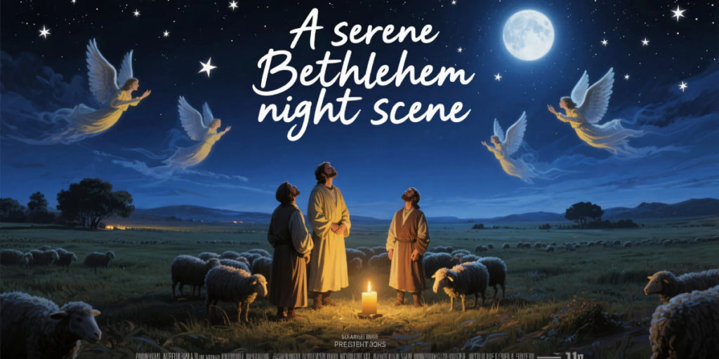 The Shepherds and the Angels witnessing the first Christmas night