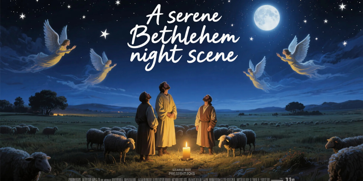 The Shepherds and the Angels witnessing the first Christmas night